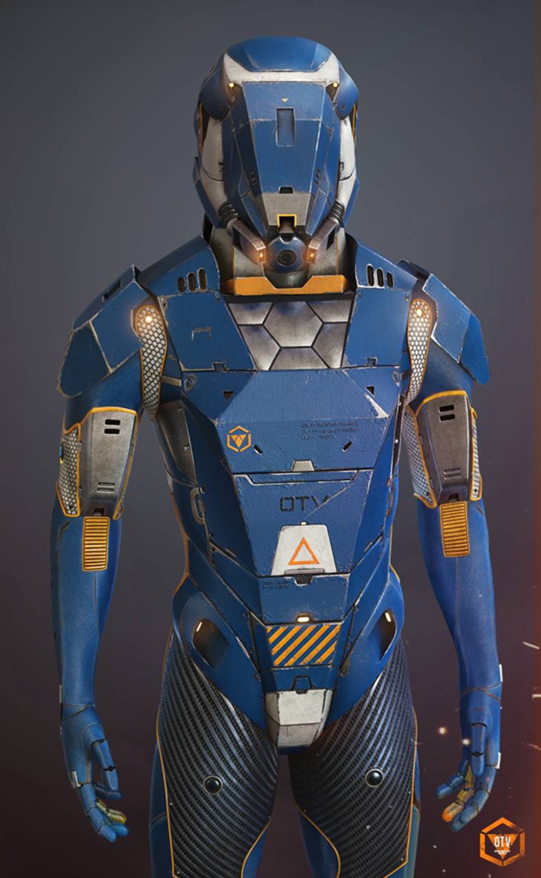 Hero Armor installation render on illuminated octagonal base